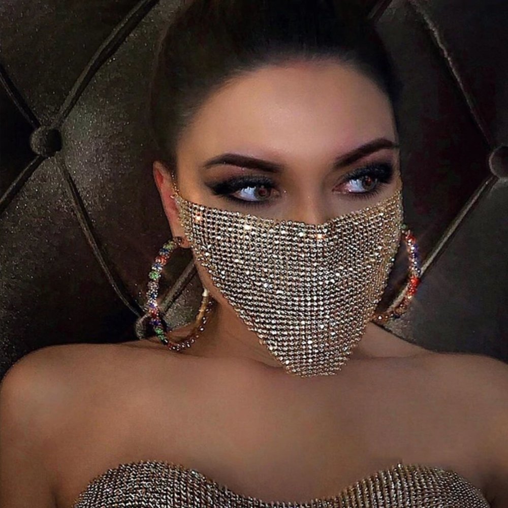 Silver Crystal Face Mask - Picture 1 of 4